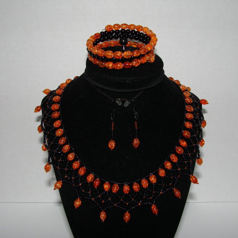 Happy Halloween!  Orange & Black Jewelry Set
